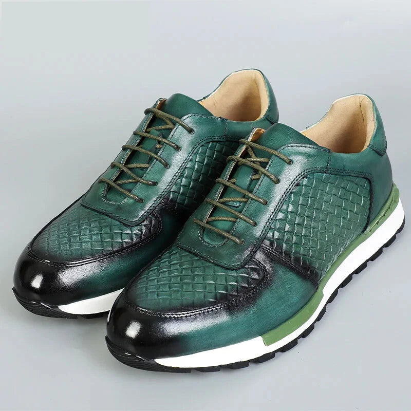 Men's Waterproof Boots Luxury Patchwork Genuine Leather Lace-up Casual Shoes For Men