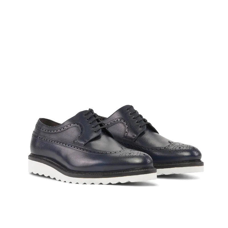 Men's Elegant Boots DapperFam Zephyr in Navy Men's Italian Leather Longwing Blucher Men's Elegant Boots DapperFam Zephyr in Navy Men's Italian Leather Longwing Blucher