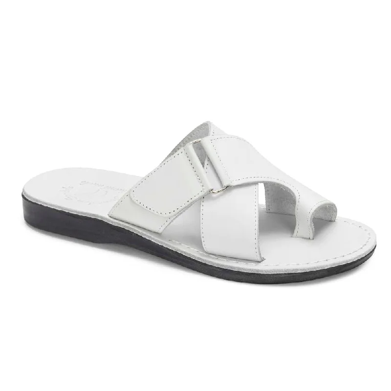 Men's Cushioned Shoes Asher - Leather Slide On Sandal | White