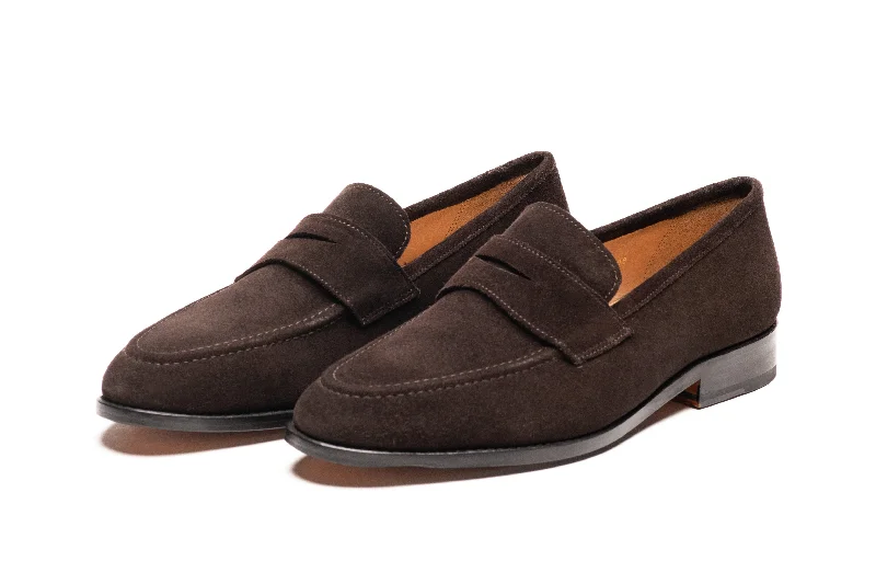 Men's Breathable Boots Penny Loafer - Dark Brown Suede