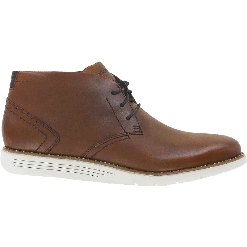Men's Flexible Sole Boots Men's Rockport Total Motion Sport Dress Chukka Tan Leather