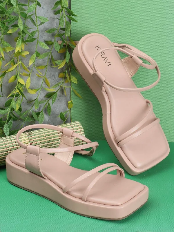 Limited-Time Shoe Discounts On Top Brands Kiravi Front Double Strap Beige Sandals