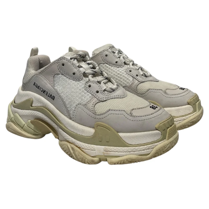 Men's Fashionable Shoes BALENCIAGA/Low-Sneakers/EU 38/CRM/Triple S Women Cream