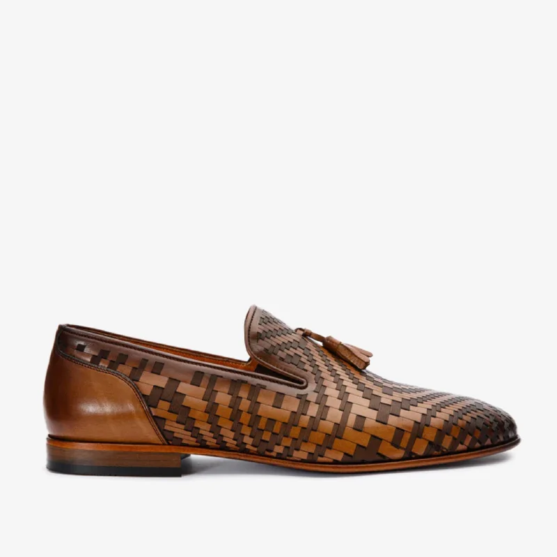 Men's Breathable Shoes The Meram Brown Leather Tassel Slip-On Loafer Men Shoe