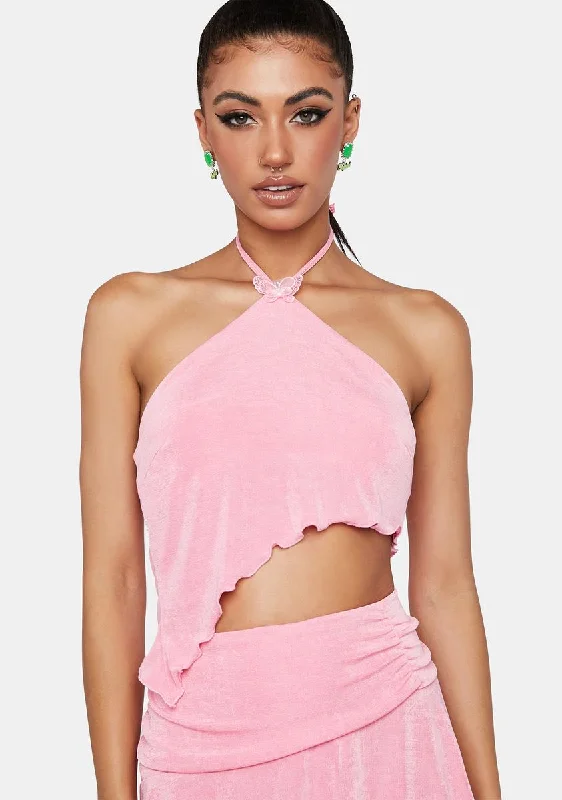 Clothing Sale Crepe Pink Tarkip Crop Top