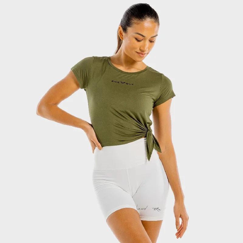 Women's Casual Apparel For Weekends She-Wolf Crop Top - Olive