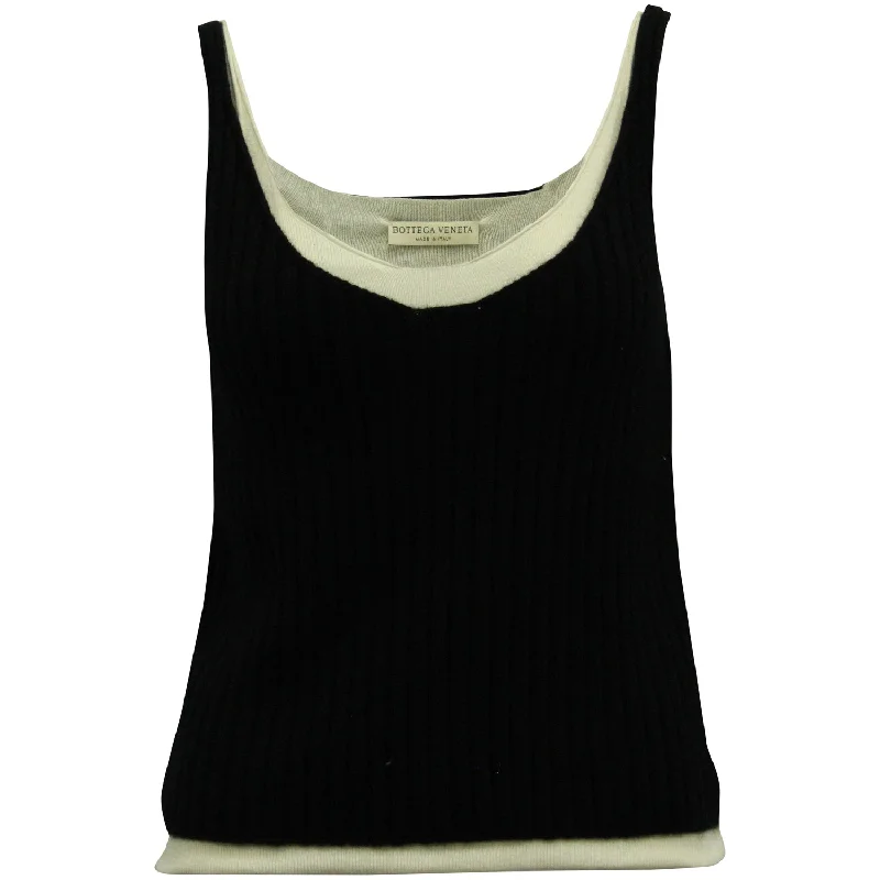 Charming Women's Holiday Apparel Bottega Veneta Ribbed Tank Vest in Black Cashmere