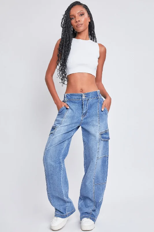 Women's Fashion Essentials Hot Girl YMI High-Rise Straight Cargo Jeans In Medium Wash