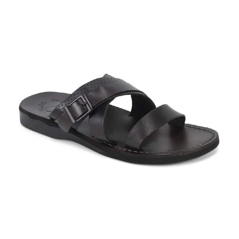 Limited-Time Offer On Premium Shoes Jason - Leather Wide Strap Sandal | Brown