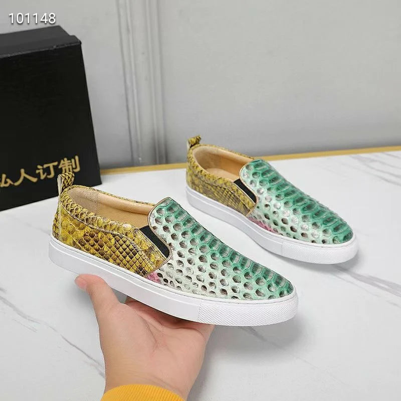 Men's Slip-Resistant Shoes Men and Women Autumn Style Genuine Leather Casual Serpentine Flats