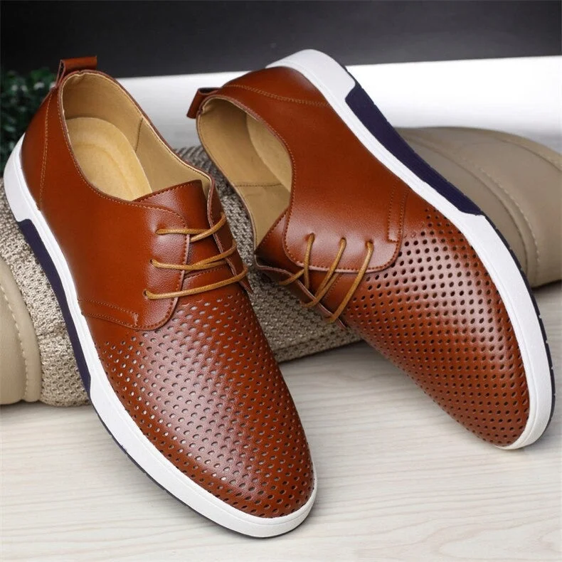 Men's Versatile Shoes Men's Casual Summer Luxury Breathable Flat Shoes with Holes