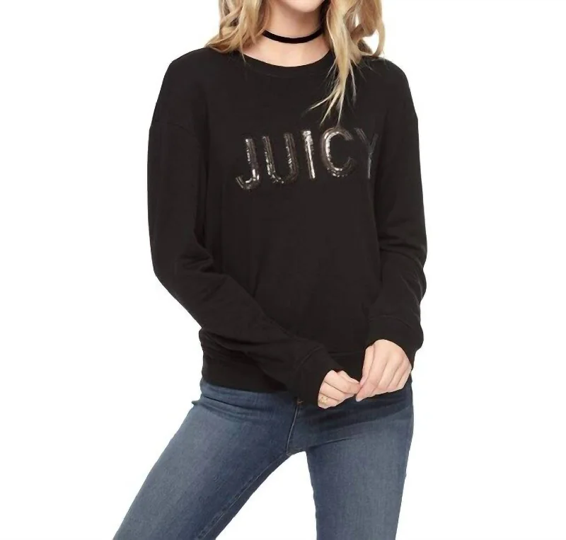 Women's Night-Out Outfit Women's Cotton Crew Neck Sweatshirt In Black