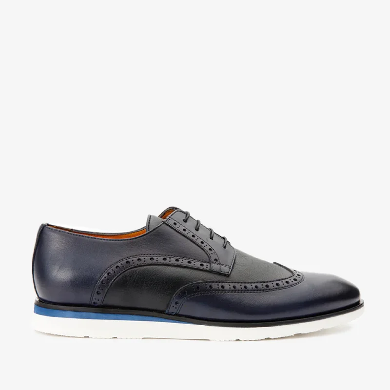 Men's Anti-Slip Shoes The Molise Navy Blue Wingtip Semi Brogue Derby Men Shoe