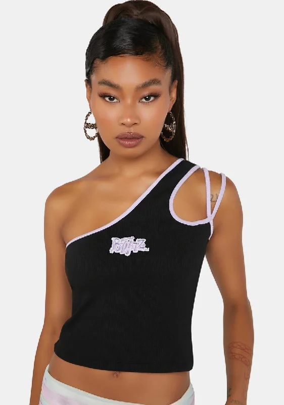 Fashionable Women's Outfit x Bratz Logo Embroidered Cut Out Vest Top