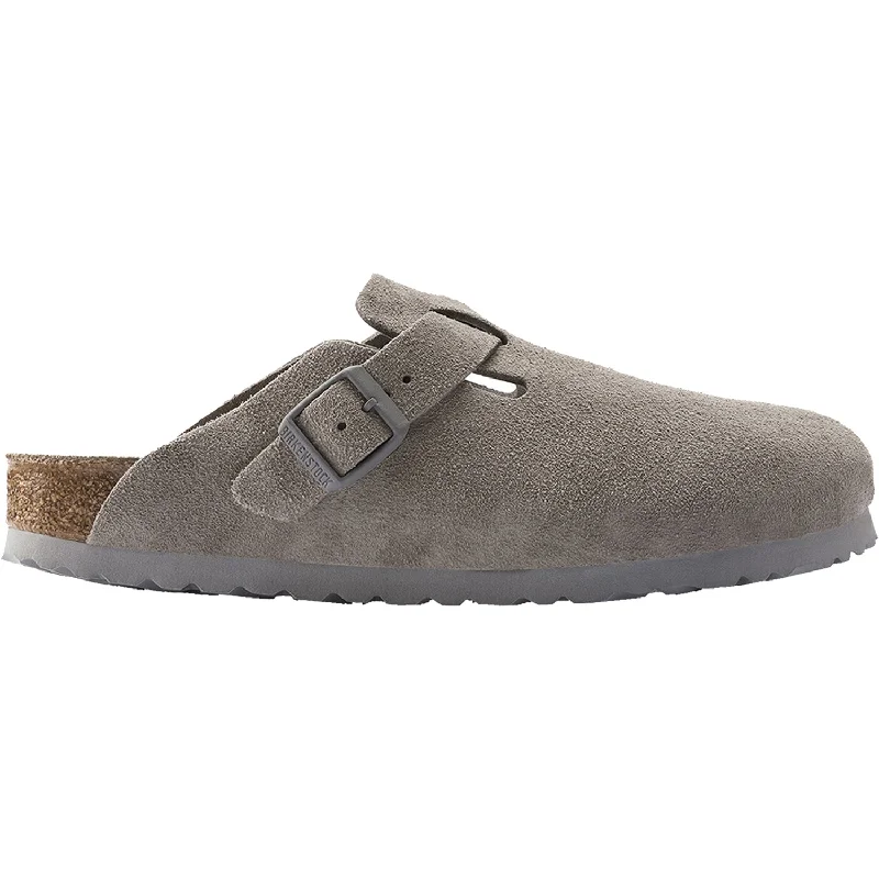 Men's Energy-Return Boots Unisex Birkenstock Boston Soft Footbed Stone Coin Suede
