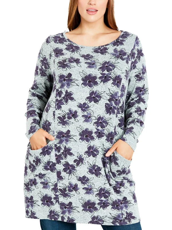 Women's Charming Outfit For Events Plus Womens Printed Pockets Tunic Top