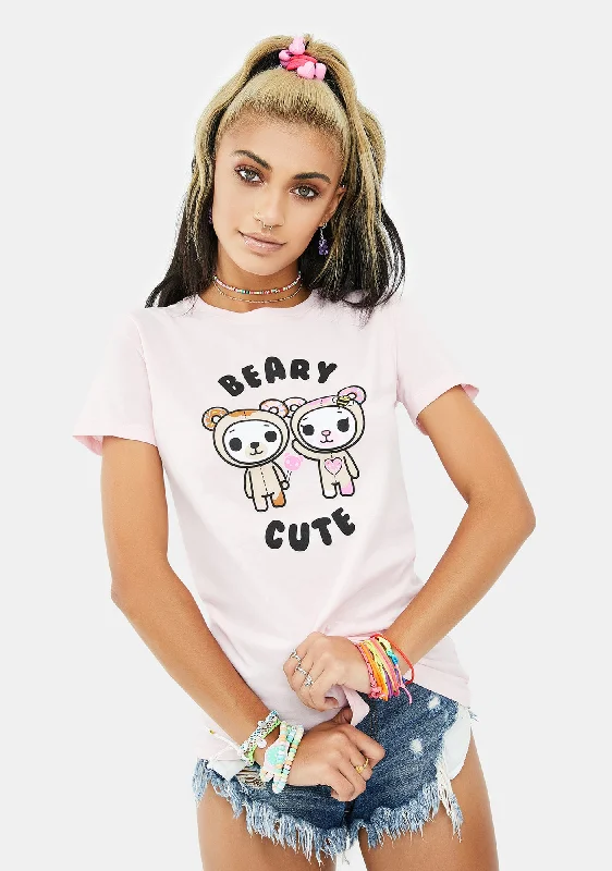 Women's High-Fashion Garments Beary Cute Short Sleeve Graphic Tee