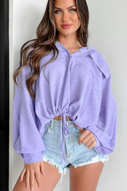 Clothing Sales Judia Hooded Drawstring Top (Periwinkle)