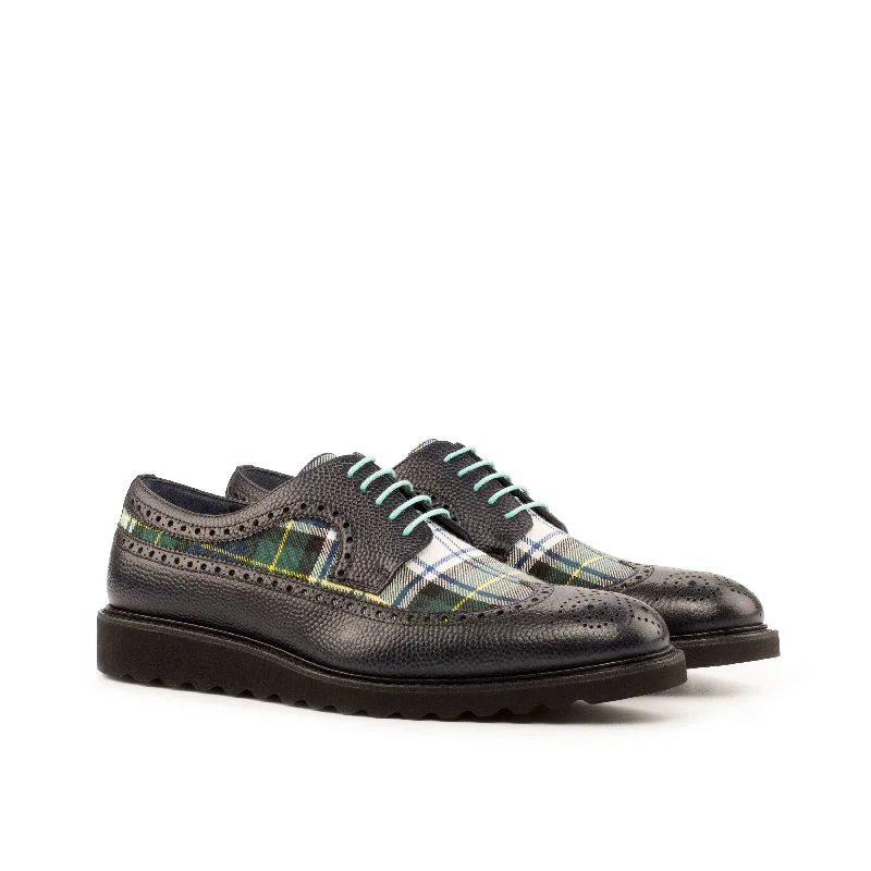 Men's Versatile Boots DapperFam Zephyr in Tartan / Cobalt Blue / Black Men's Sartorial & Italian Patent Leather Longwing Blucher Men's Versatile Boots DapperFam Zephyr in Tartan / Cobalt Blue / Black Men's Sartorial & Italian Patent Leather Longwing Blucher