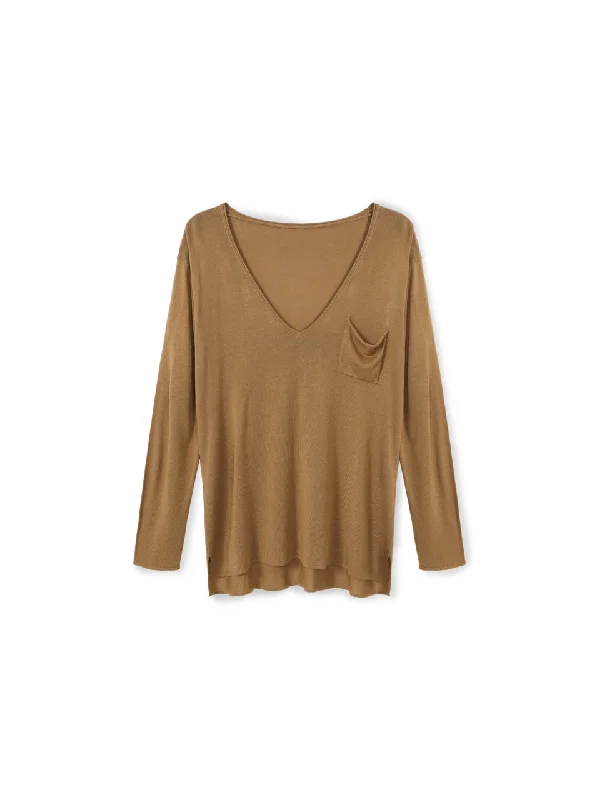 Comfortable Outfit For Women Long Sleeve V Neck Knit Top