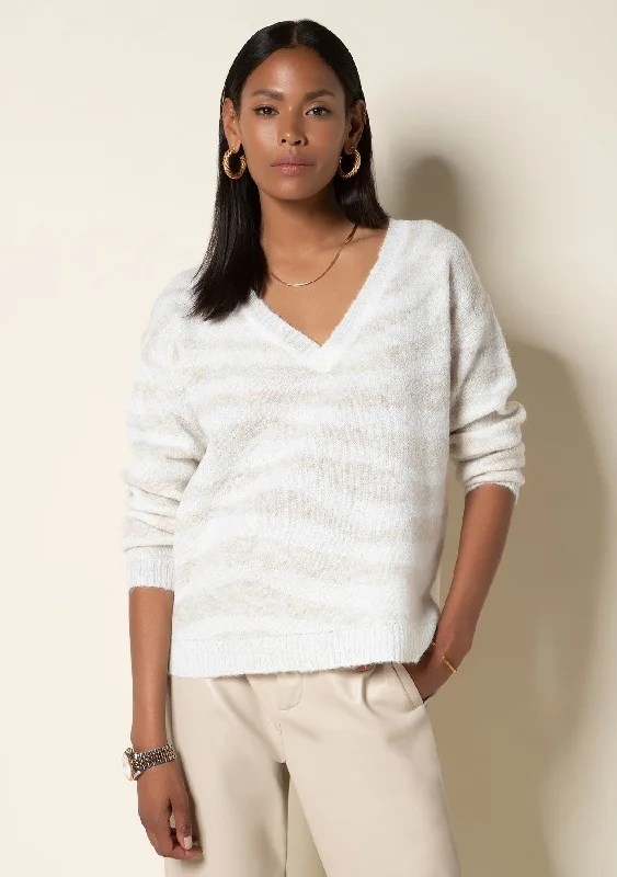 Affordable Fashion for Women Keeley Winter White Zebra Sweater - FINAL SALE