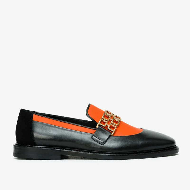 Men's Anti-Slip Shoes The Gemena Black & Orange Leather Bit Dress Loafer Men Shoe