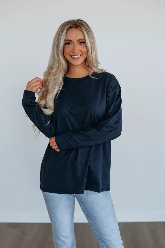 Women's Relaxed Outfit Sydelle Long Sleeve Tee - Navy