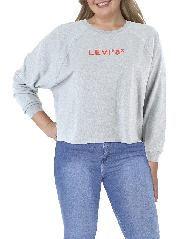 Clothes Of Woman Plus Womens Logo Raw Hem Sweatshirt