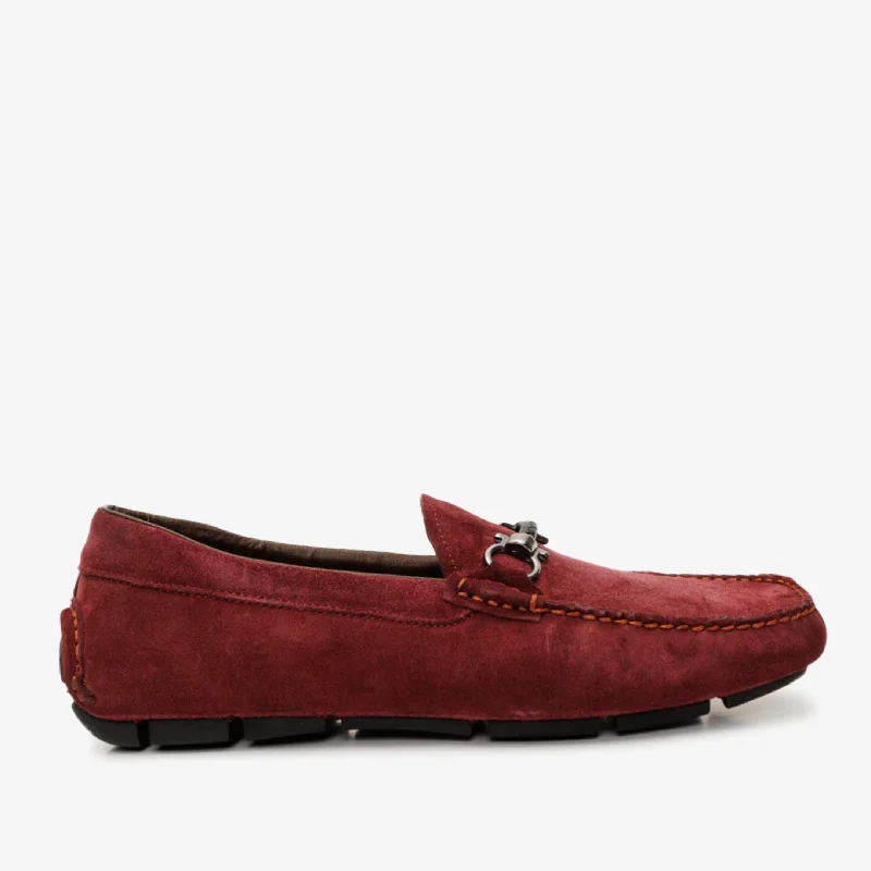 Men's Stylish Shoes The Bari Burgundy Suede Leather Bit Drive Loafer Men  Shoe