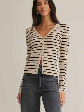 Women's Cozy Outfit For Lounging Striped Cardigan Sweater