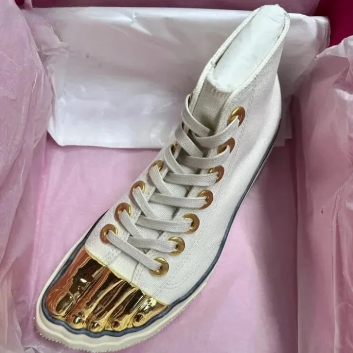Grab Your Favorite Shoes At The Lowest Price Women's Summer Luxury Gold Five-finger Toe Cross Tied Casual Shoes
