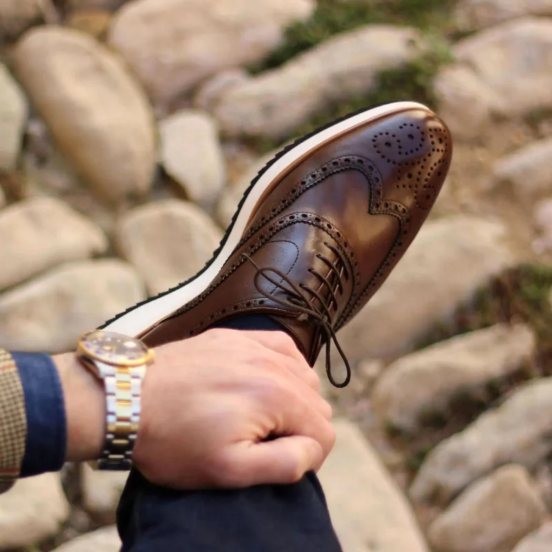 Men's Lightweight Boots DapperFam Aeron in Dark Brown Men's Italian Leather Full Brogue Men's Lightweight Boots DapperFam Aeron in Dark Brown Men's Italian Leather Full Brogue