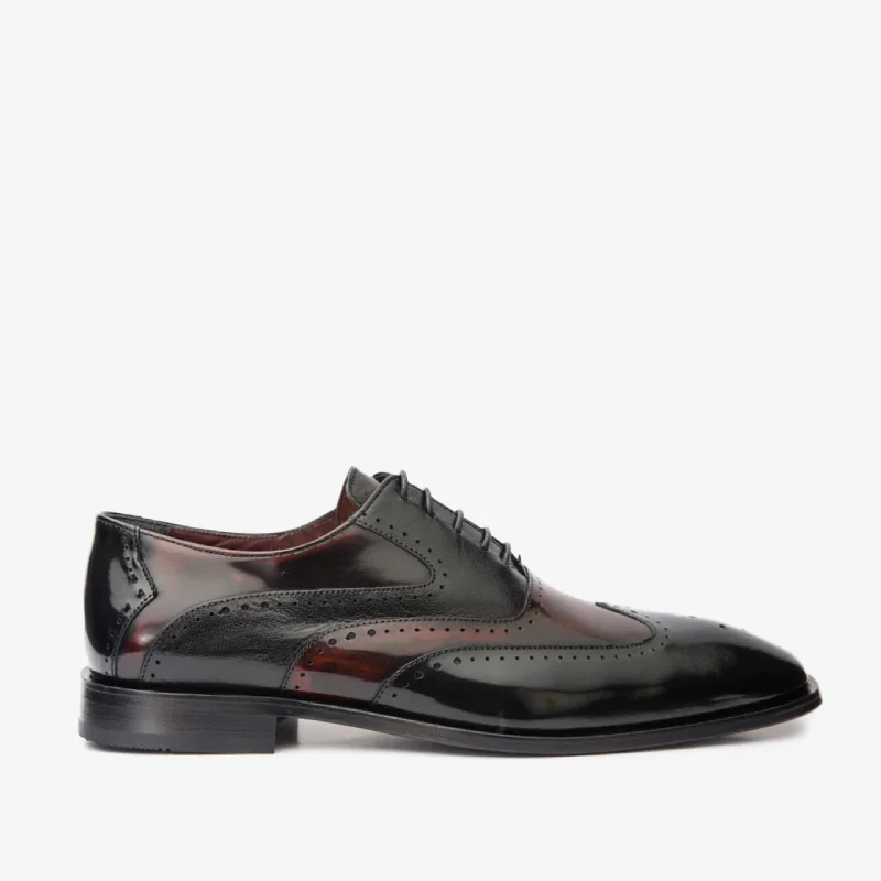 Men's High-Quality Boots The Dicle Black/Burgundy Wingtip Semi Brogue Derby Men Shoe Men's High-Quality Boots The Dicle Black/Burgundy Wingtip Semi Brogue Derby Men Shoe