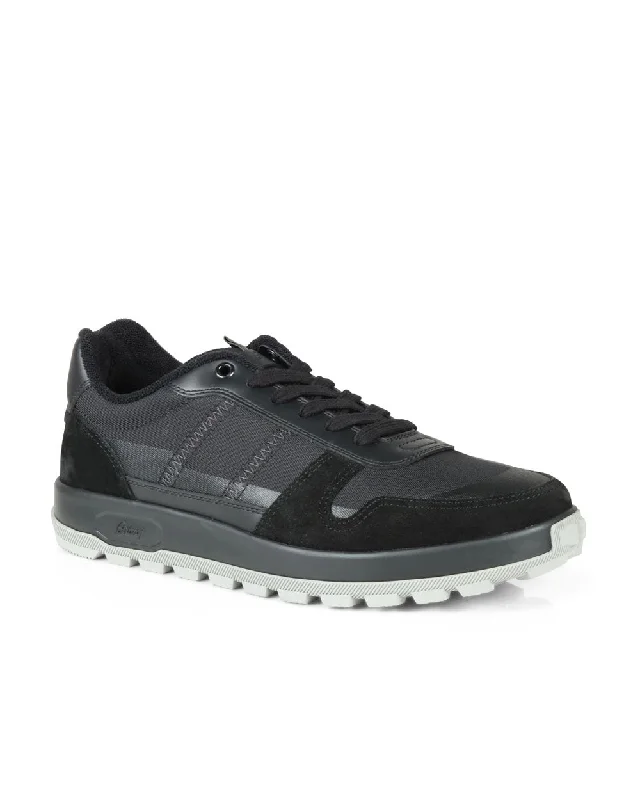 Men's Elegant Boots Nylon Tech and Leather Sneaker in Black