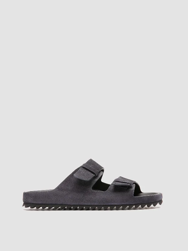 Men's Casual Shoes AGORÀ 010 - Blue Suede Slide Sandals
