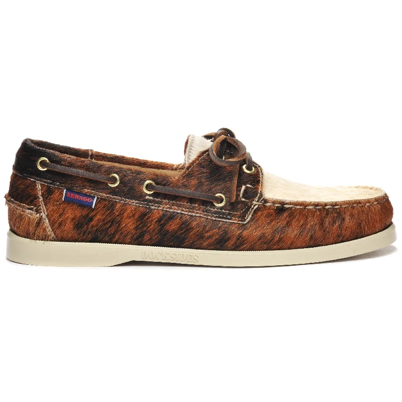Men's Comfortable Shoes Docksides Portland Raw - Dark Brown & Cream