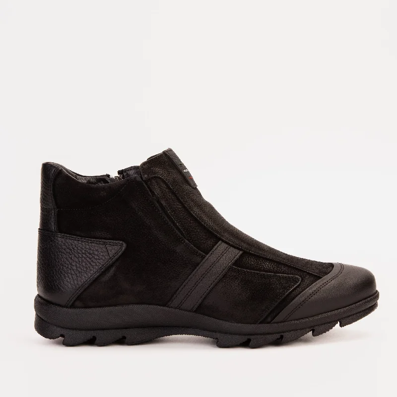 Men's Lightweight Shoes The Montreal Suede Black Leather Casual Zip-Up Ankle Men Boot