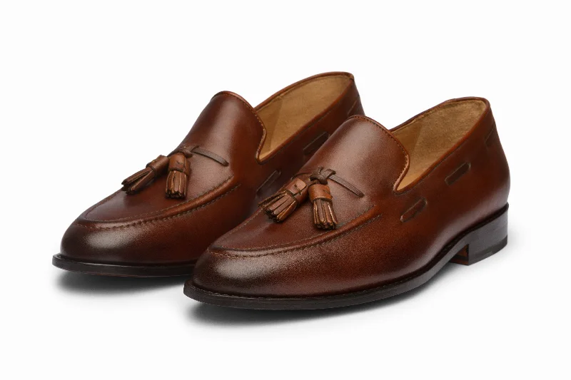 Men's Reinforced Sole Boots Tassel Loafers - Brown