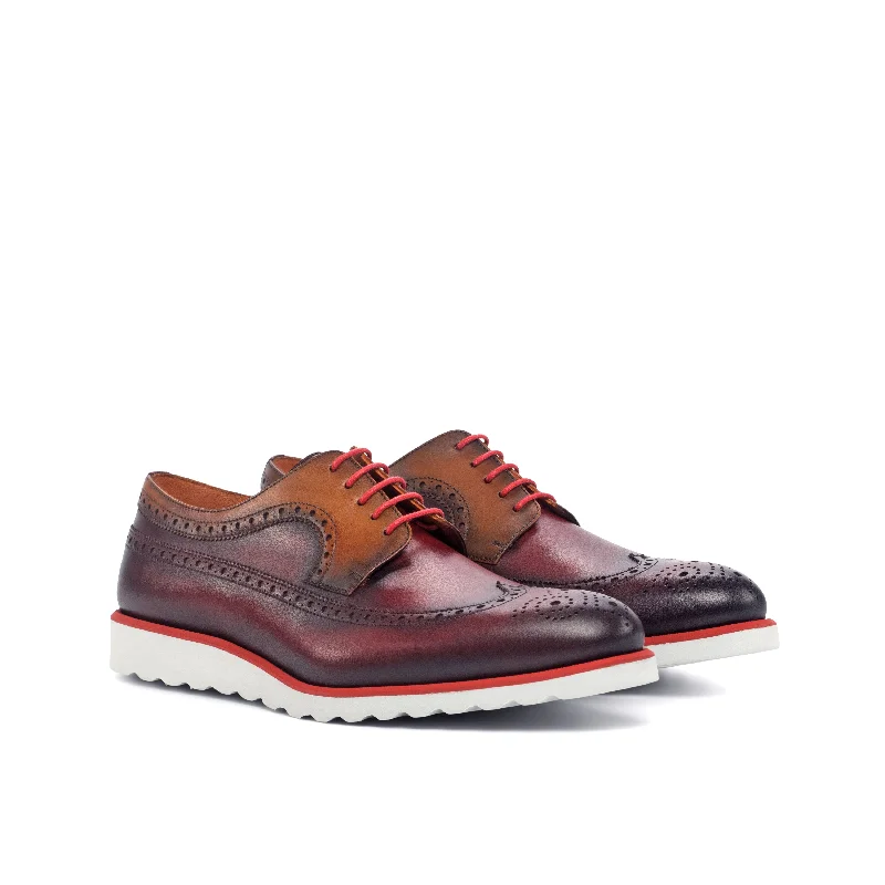 Men's Casual Boots DapperFam Zephyr in Red / Cognac Men's Italian Leather Longwing Blucher Men's Casual Boots DapperFam Zephyr in Red / Cognac Men's Italian Leather Longwing Blucher