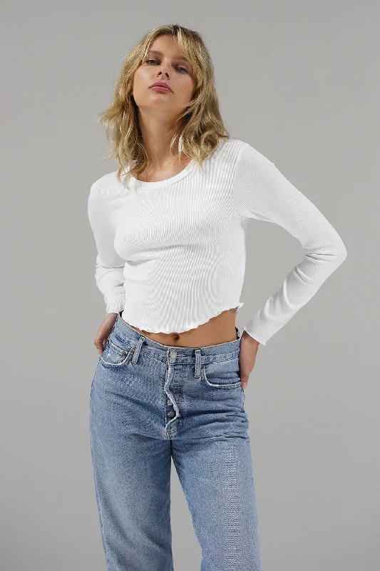 Luxury Fashion Arya Ribbed Long Sleeve - White