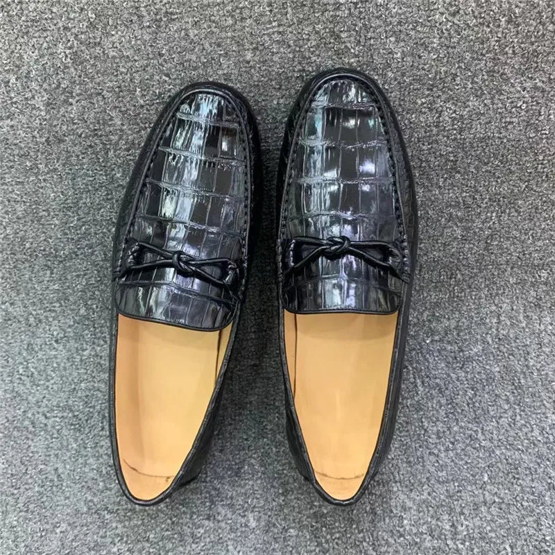 Last Chance To Grab High-Performance Shoes On Sale Men's Genuine Crocodile Leather Business Casual Slip-on Flat Moccasins