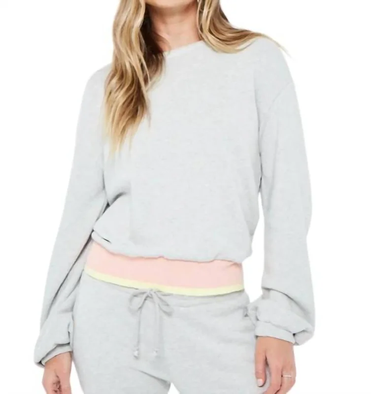 Women's Elegant Formal Outfit Before Sunrise Banded Crew Sweatshirt In Grey