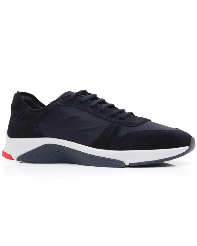 Men's Stylish Shoes Nylon and Suede Sneaker in Navy