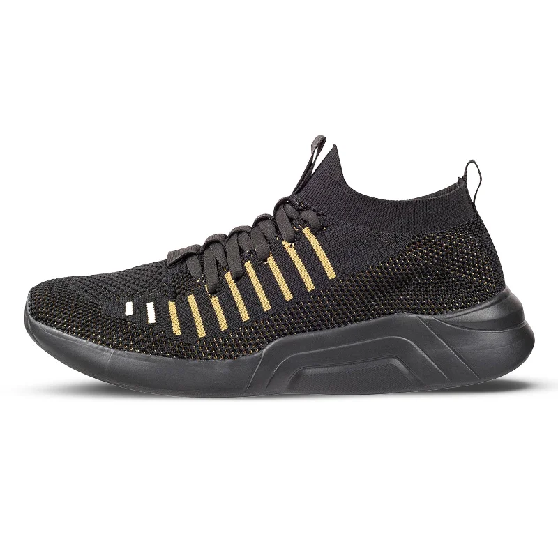 Men's Adaptive Fit Shoes Walkaroo Men Lace-up Sock Shoes - WS9507 Black Gold