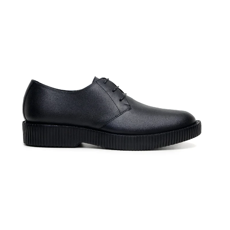 Special Promotion On Comfortable Walking Shoes 'Rogerio' men's creeper sole derby in vegan leather by Zette Shoes - black Special Promotion On Comfortable Walking Shoes 'Rogerio' men's creeper sole derby in vegan leather by Zette Shoes - black
