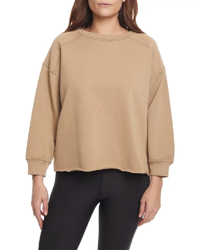 Women's Evening Wear Attire Sage Collective Contrast Stitch 3/4-Sleeve Sweatshirt