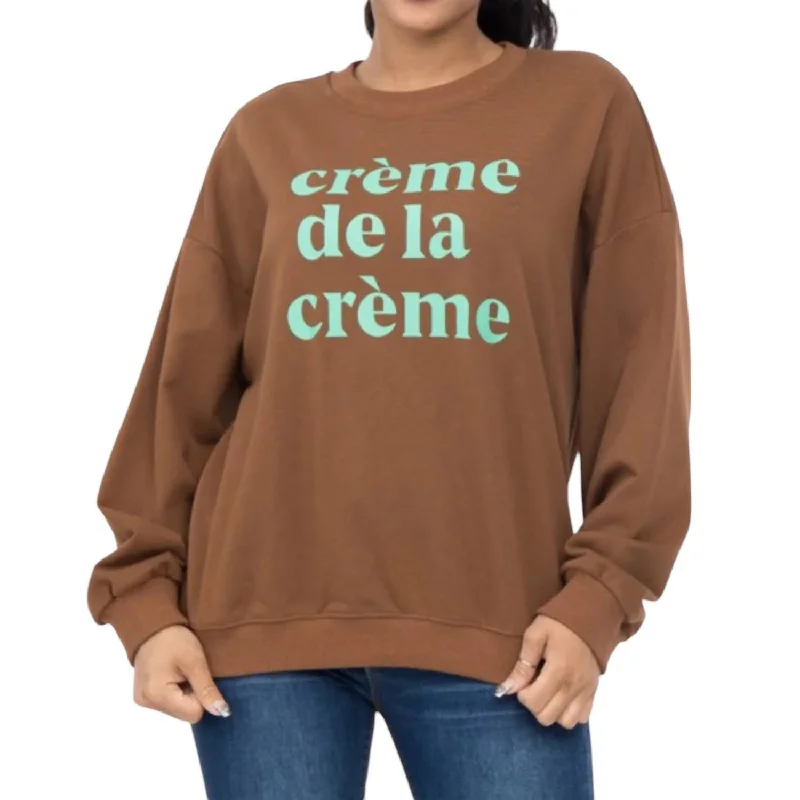 Relaxed Style Women's Oversized Sweatshirt In Brown