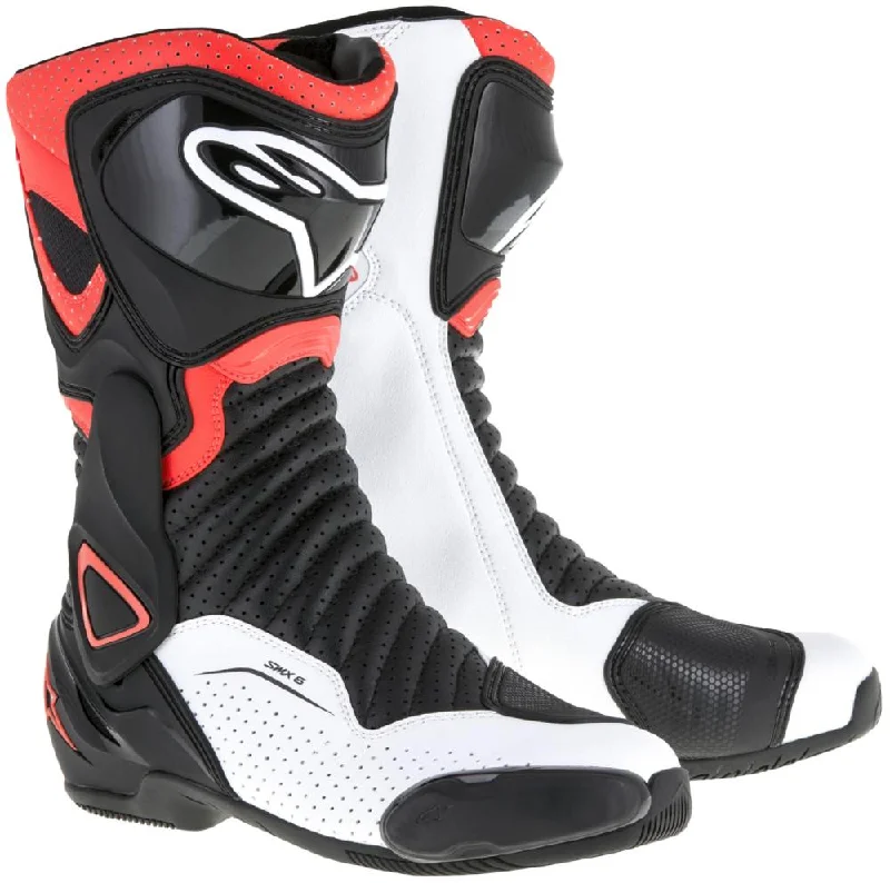 Men's High-Quality Shoes Alpinestars Men’s SMX-6 v2 Vented Black, Fluorescent Red and White Boots
