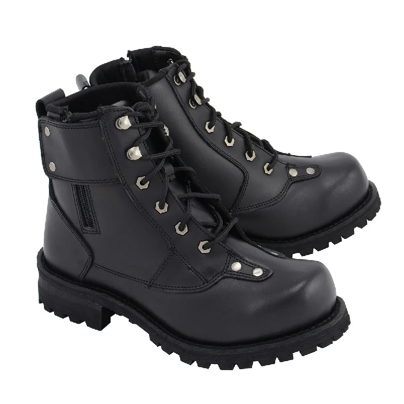 Men's Elegant Boots M Boss Motorcycle Apparel BOS49007 Men's 7 Inch Black Outlaw Leather Motorcycle Boots