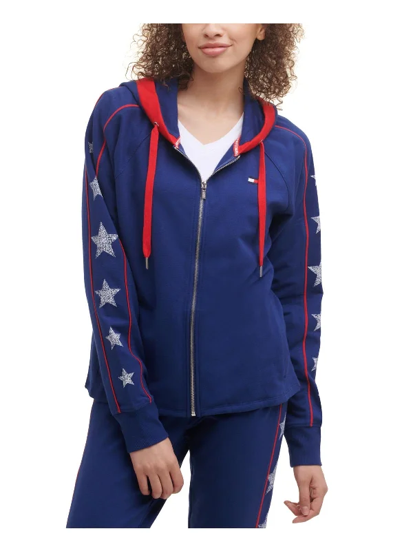 Clothing Sale Star Womens Printed Zip Front Hoodie